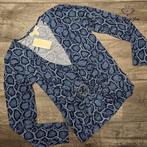 Michael Kors Long Sleeve Snake Print Top Size M - Picture 3 of 7